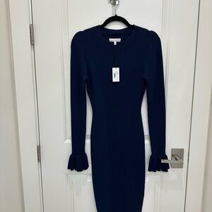 Milly Navy Knit Long Sleeve Dress